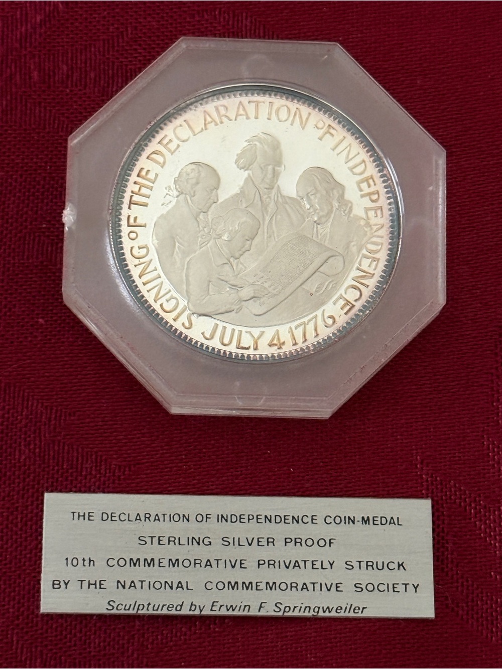 NCS Declaration of Independence Sterling Silver Proof Coin-Medal